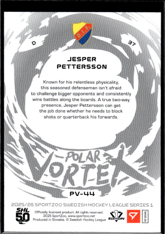 2025-26 SportZoo SHL Series 1 #PV-44 Jesper Pettersson Polar Vortex