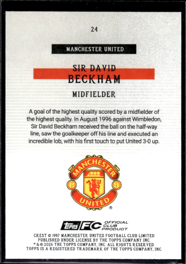 Manchester United Team Set #24 David Beckham Bona Fide