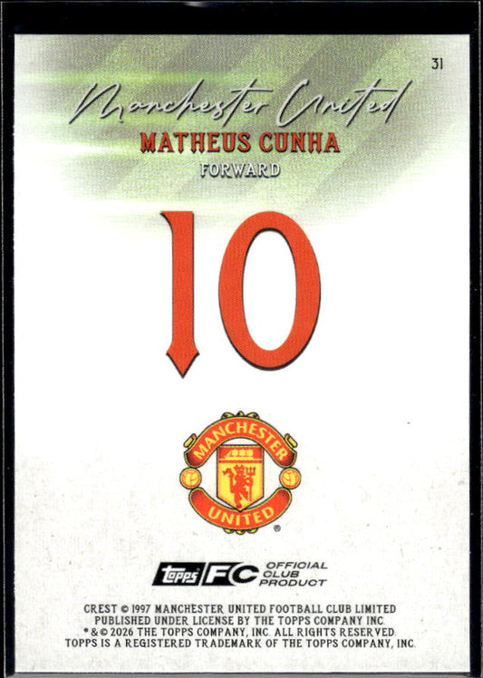 Manchester United Team Set #10 Matheus Cunha Pitch Pursuits