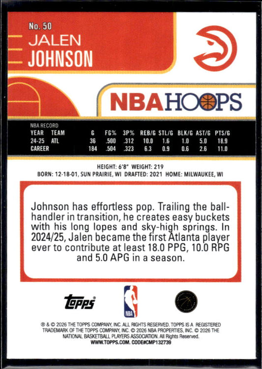 2025-26 Hoops #50 Jalen Johnson Base
