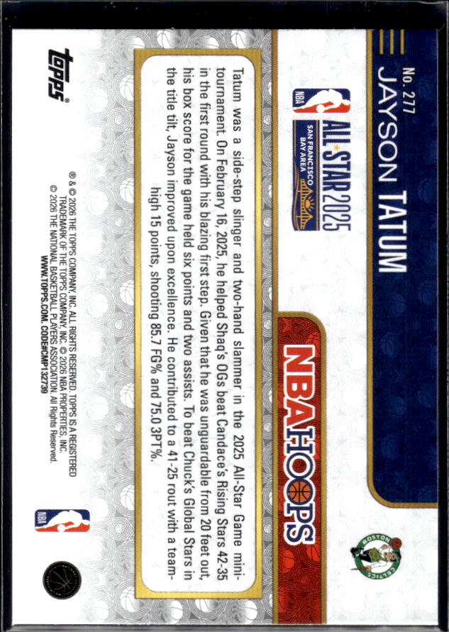 2025-26 Hoops #277 Jayson Tatum All-Star – back