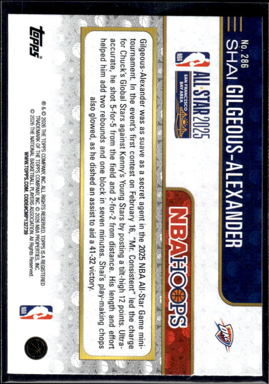 2025-26 Hoops #286 Shai Gilgeous-Alexander All-Star – back