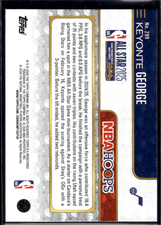 2025-26 Hoops #299 Keyonte George All-Star – back