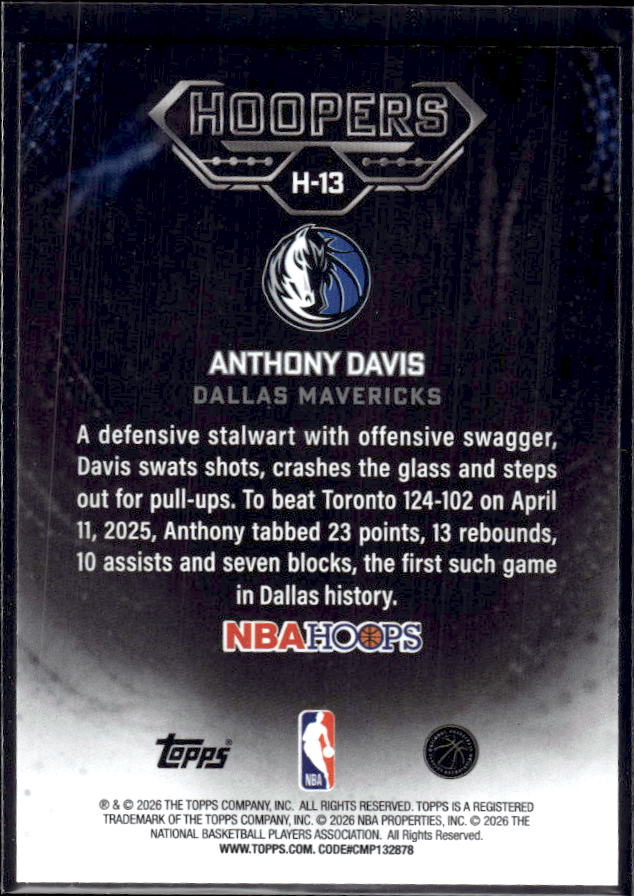 2025-26 Hoops #H-13 Anthony Davis Hoopers – back