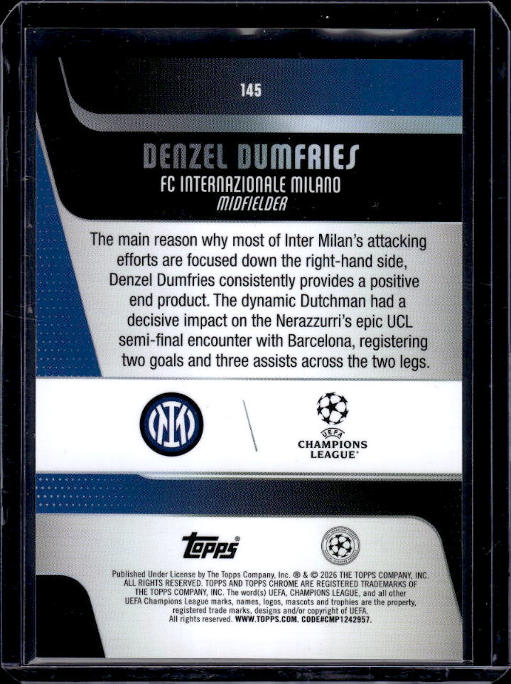 UEFA Chrome #145 Denzel Dumfries /299