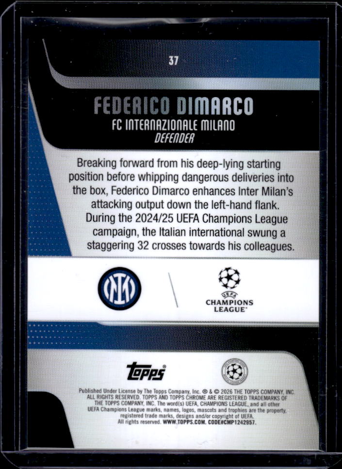 UEFA Chrome #37 Federico Dimarco Prism Refractor /199