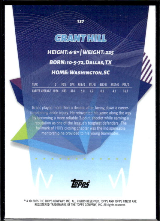 2024-25 Finest #137 Grant Hill - baksida