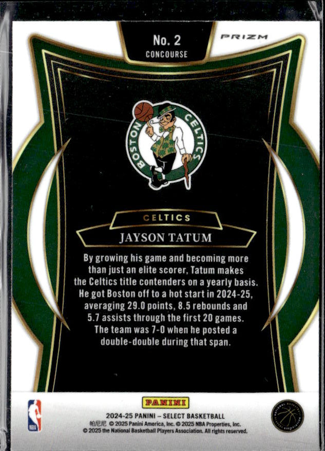 2024-25 Panini Select #2 Jayson Tatum Green White Purple Prizm - baksida