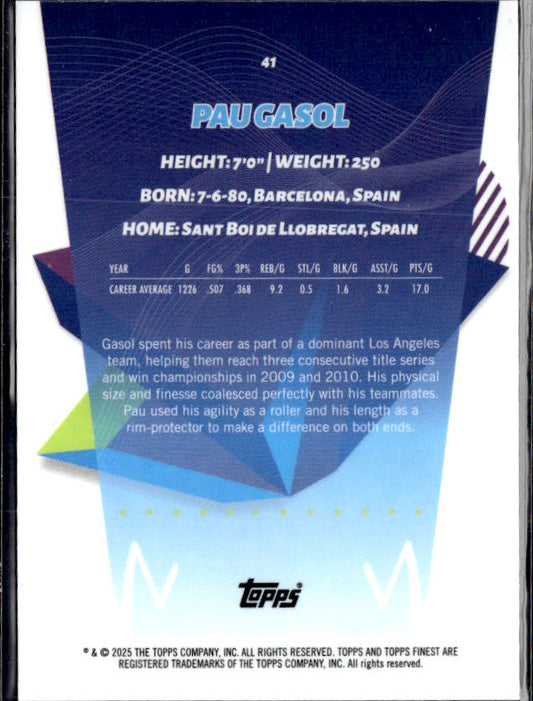 2024-25 Finest #41 Pau Gasol - baksida