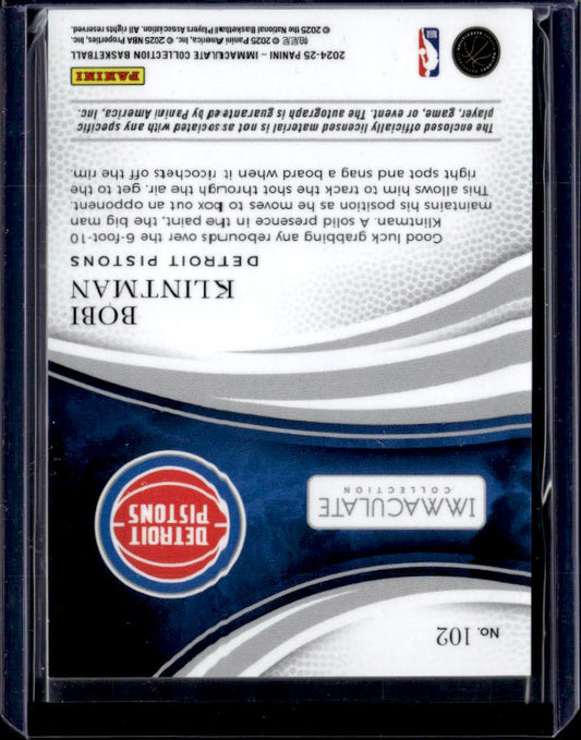 2024-25 Panini Immaculate Collection #102 Bobi Klintman #/99 - baksida