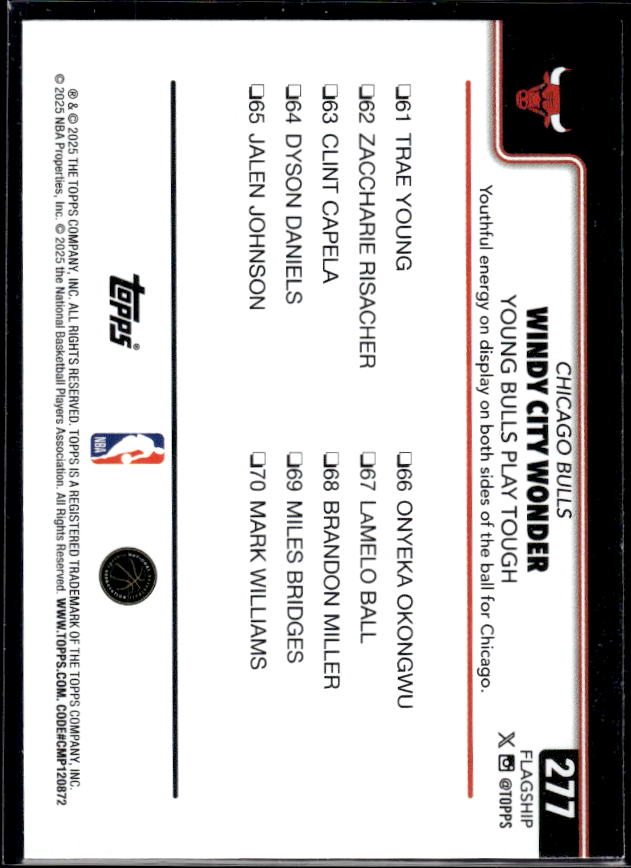 2025-26 Topps #277 Windy City Wonder: Young Bulls Play Tough - baksida