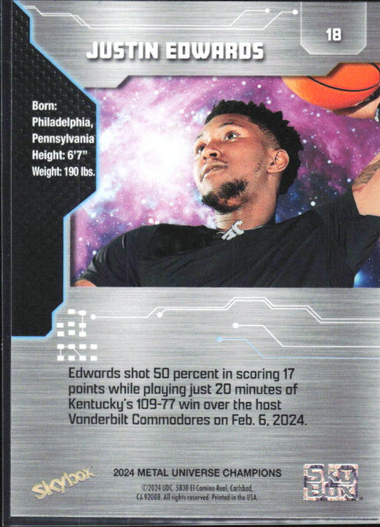 2024 SkyBox Metal Universe Champions #RMU-7 Justin Edwards 1999-00 Retro - baksida