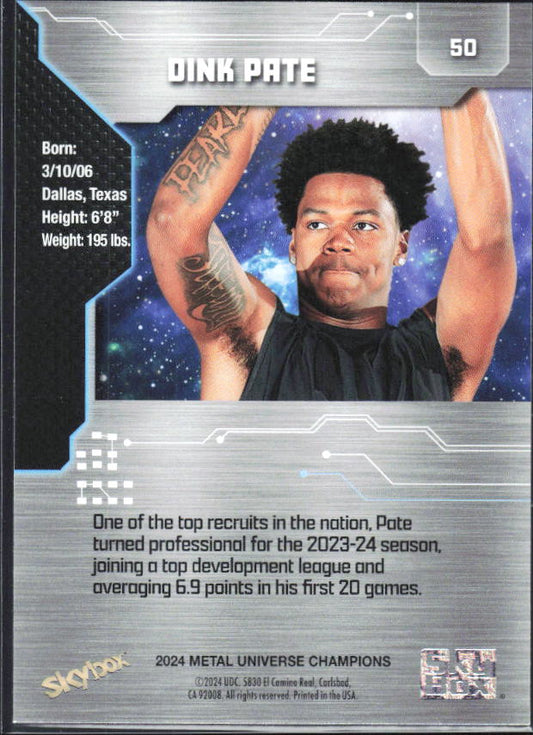 2024 SkyBox Metal Universe Champions #50 Dink Pate - baksida