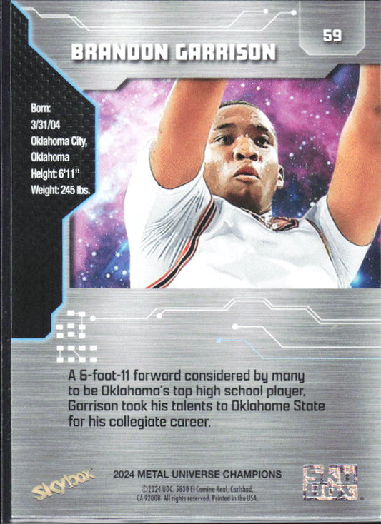 2024 SkyBox Metal Universe Champions #59 Brandon Garrison - baksida