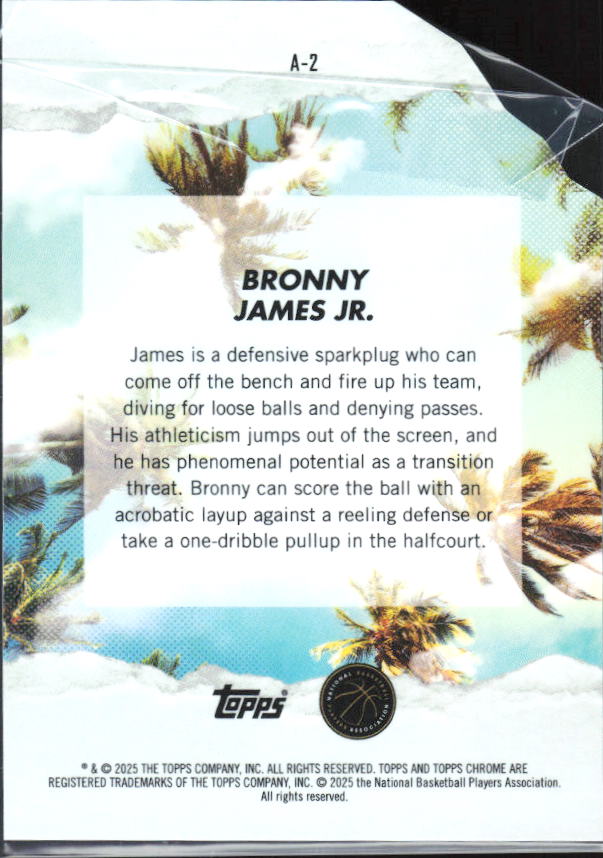 2024-25 Finest #A-2 Bronny James Jr. Arrivals - baksida