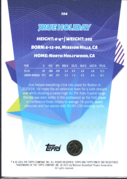2024-25 Finest #104 Jrue Holiday - baksida