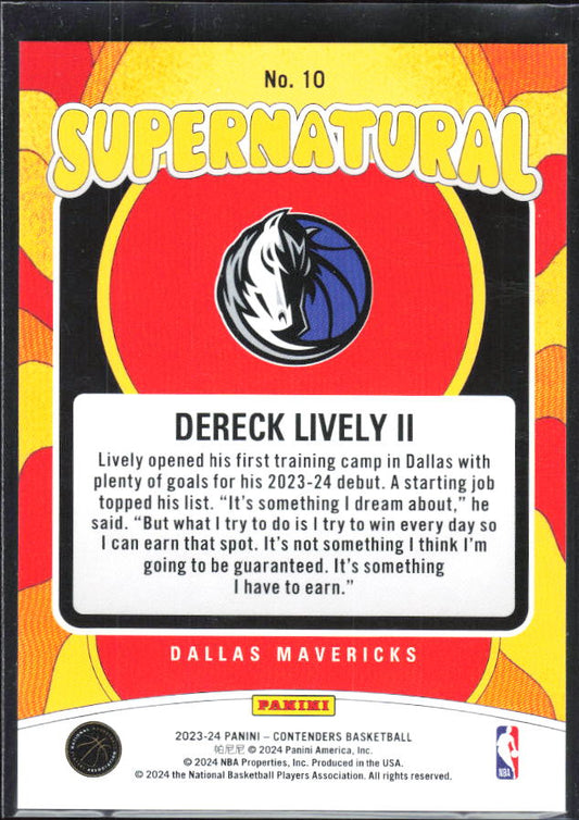 2023-24 Panini Contenders #10 Dereck Lively II Supernatural - baksida