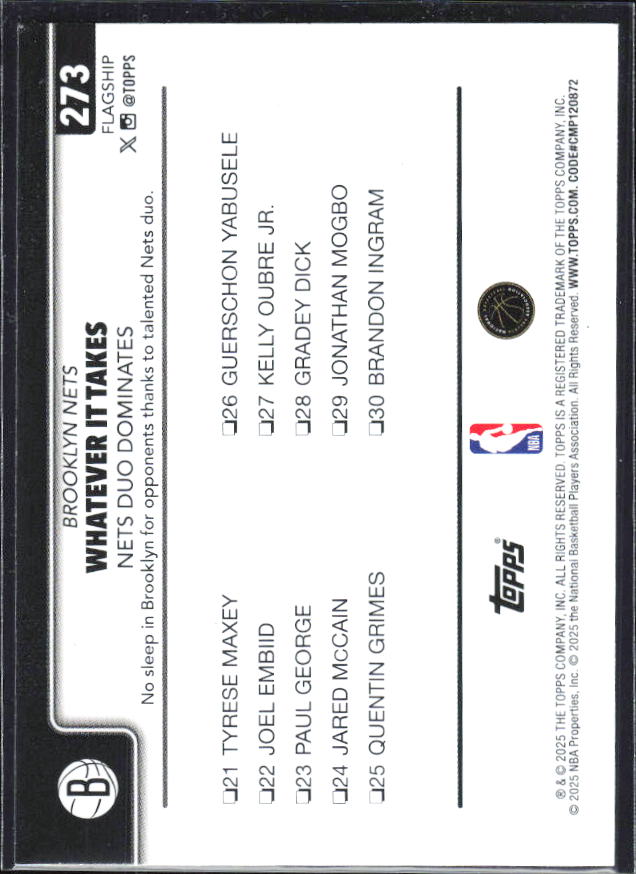2025-26 Topps #273 Whatever It Takes: Nets Duo Dominates - baksida
