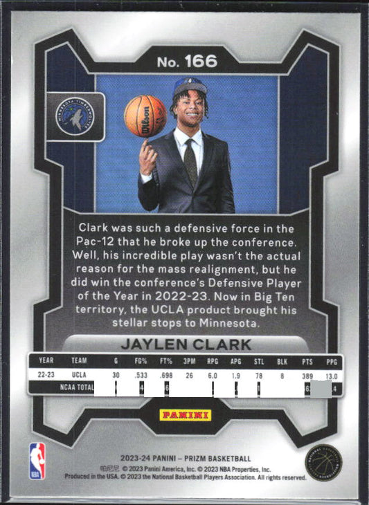 2023-24 Panini Prizm #166 Jaylen Clark - baksida