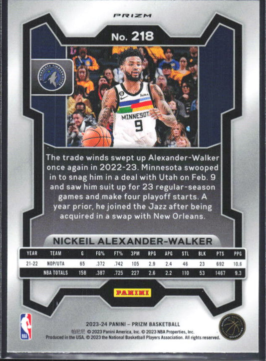 2023-24 Panini Prizm #218 Nickeil Alexander-Walker Prizms Silver - baksida