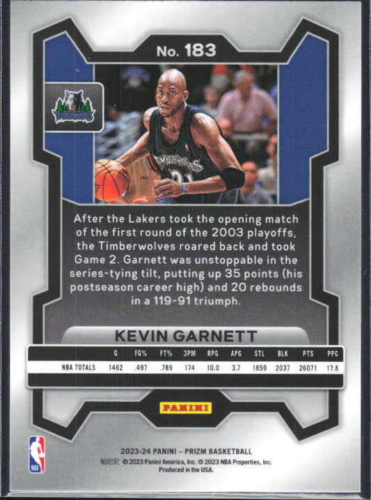 2023-24 Panini Prizm #183 Kevin Garnett - baksida