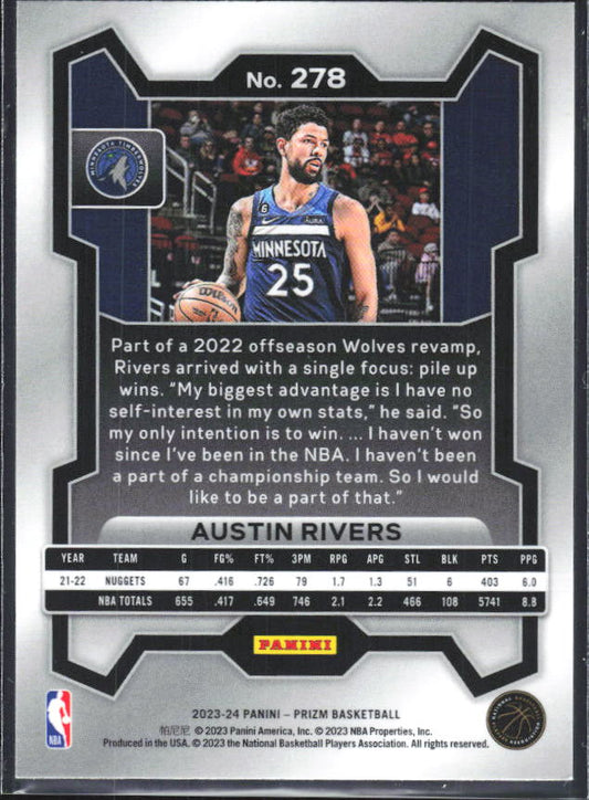 2023-24 Panini Prizm #278 Austin Rivers - baksida