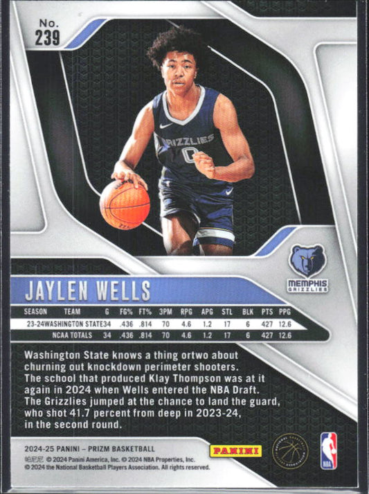 2024-25 Panini Prizm #239 Jaylen Wells - baksida