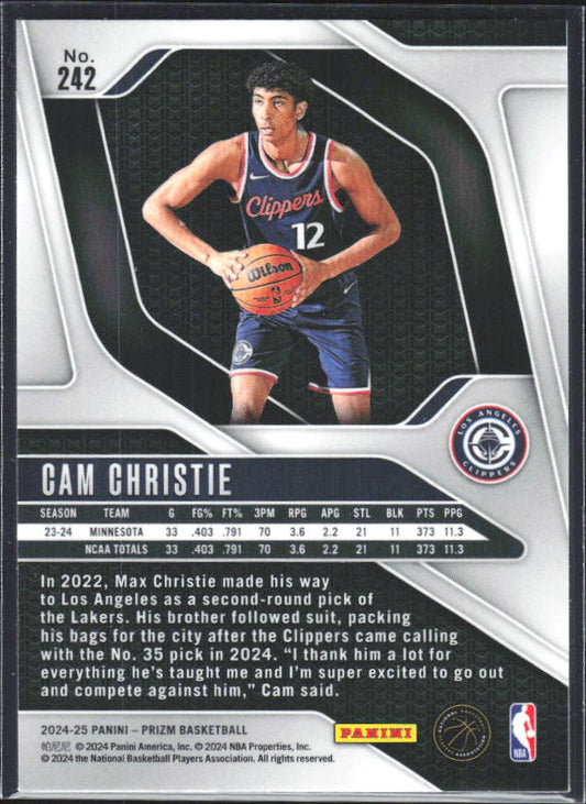 2024-25 Panini Prizm #242 Cam Christie - baksida