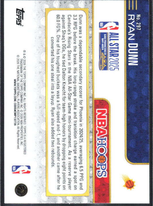2025-26 Hoops #297 Ryan Dunn - baksida