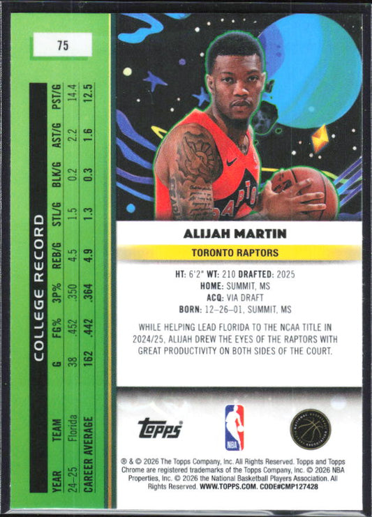2025-26 Topps Chrome Cosmic #75 Alijah Martin - baksida