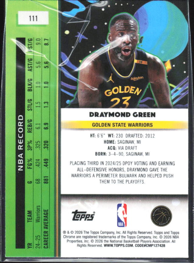 2025-26 Topps Chrome Cosmic #111 Draymond Green - baksida