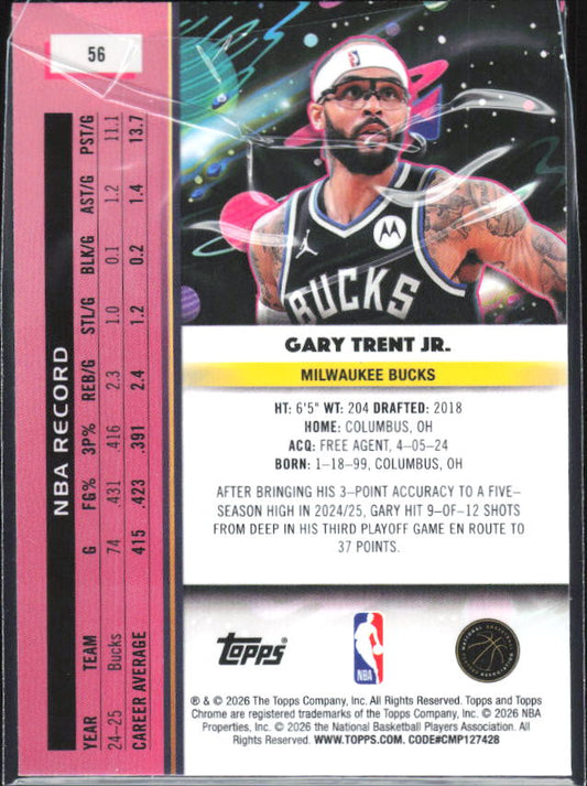 2025-26 Topps Chrome Cosmic #56 Gary Trent Jr. - baksida
