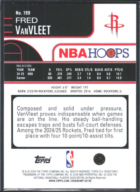 2025-26 Hoops #199 Fred VanVleet - baksida