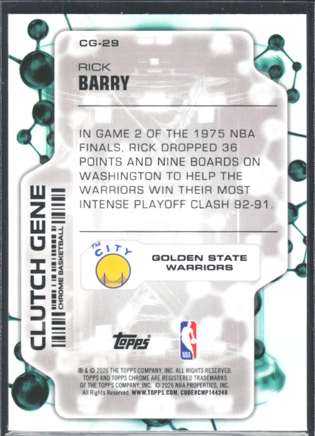2025-26 Topps Chrome Update #CG-29 Rick Barry Clutch Gene - baksida