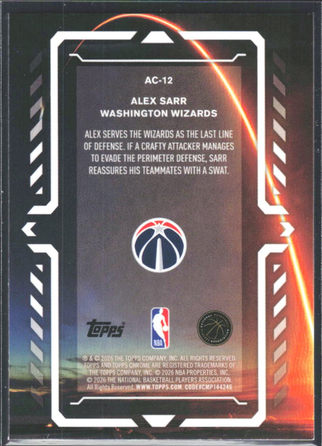 2025-26 Topps Chrome Update #AC-12 Alex Sarr Activators - baksida