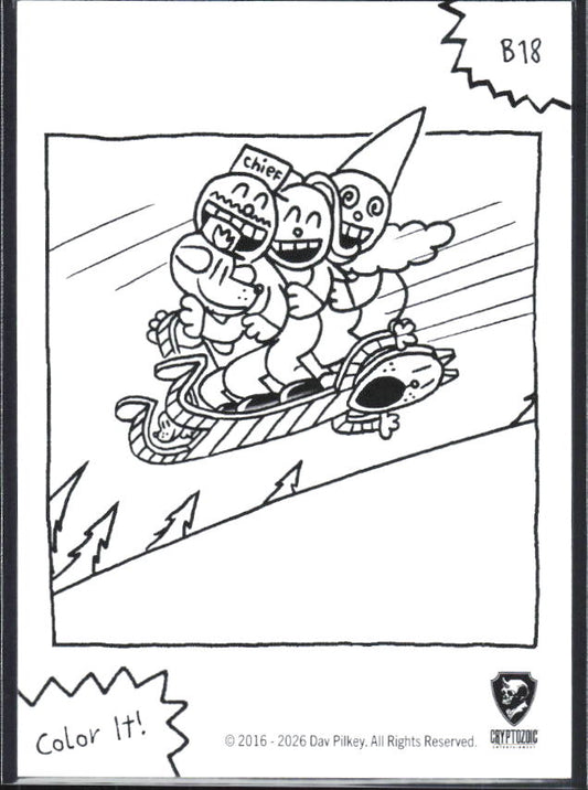 2026 Cryptozoic Dog Man Playpaks: Series 1 #B18 Flat Petey Sled Base/Color It - baksida