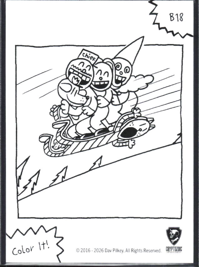 2026 Cryptozoic Dog Man Playpaks: Series 1 #B18 Flat Petey Sled Base/Color It - baksida