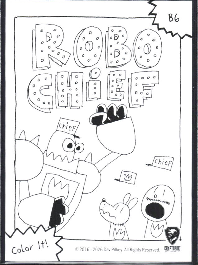 2026 Cryptozoic Dog Man Playpaks: Series 1 #B6 Robo Chief Base/Color It - baksida
