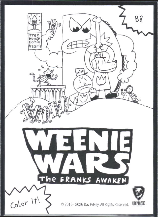 2026 Cryptozoic Dog Man Playpaks: Series 1 #B8 Weenie Wars: The Franks Awaken Base/Color It - baksida