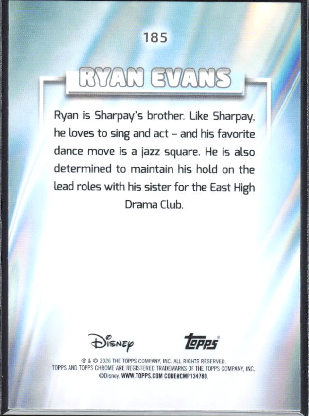 2026 Topps Chrome Disney #185 Ryan Evans Prism