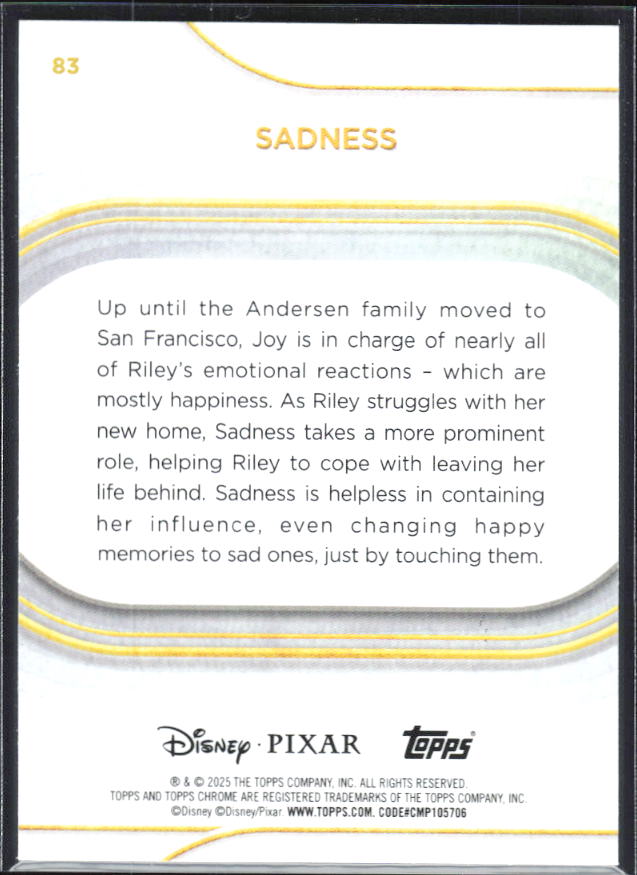 2025 Topps Chrome Disney #83 Sadness