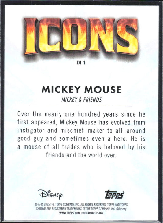 2025 Topps Chrome Disney #DI-1 Mickey Mouse Disney Icons