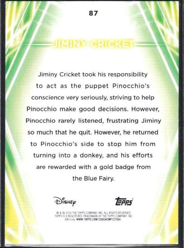 2026 Topps Chrome Disney #87 Jiminy Cricket