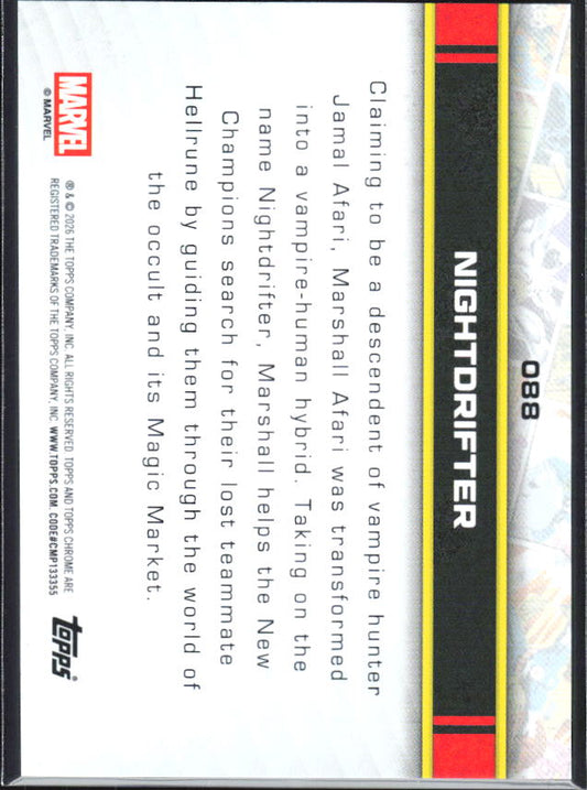 2026 Topps Chrome Marvel Comics #88 Nightdrifter - baksida