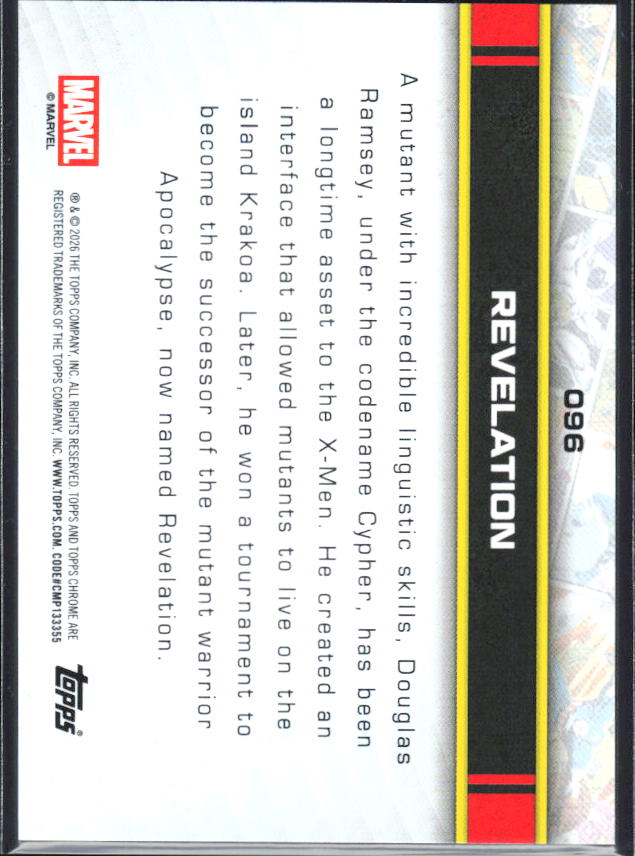 2026 Topps Chrome Marvel Comics #96 Revelation - baksida