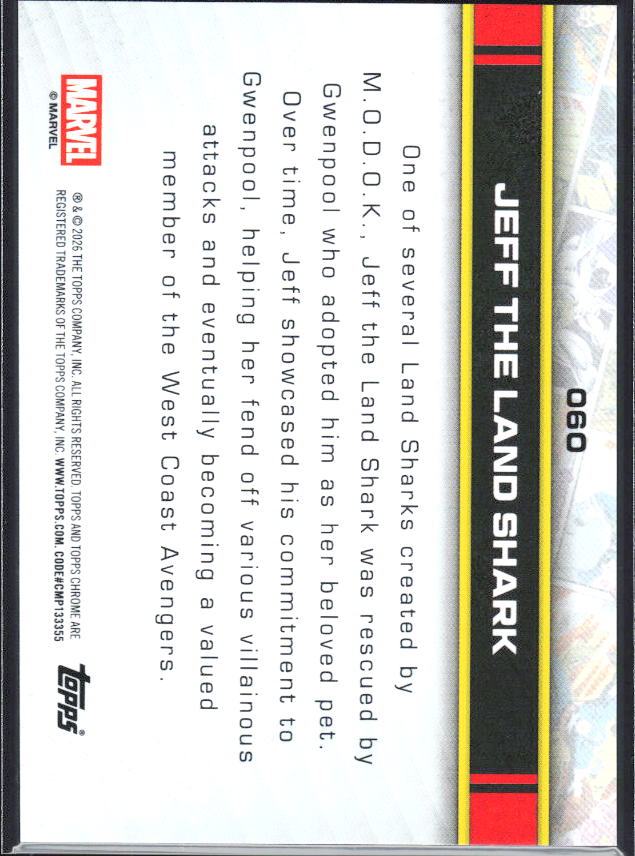 2026 Topps Chrome Marvel Comics #60 Jeff the Land Shark - baksida