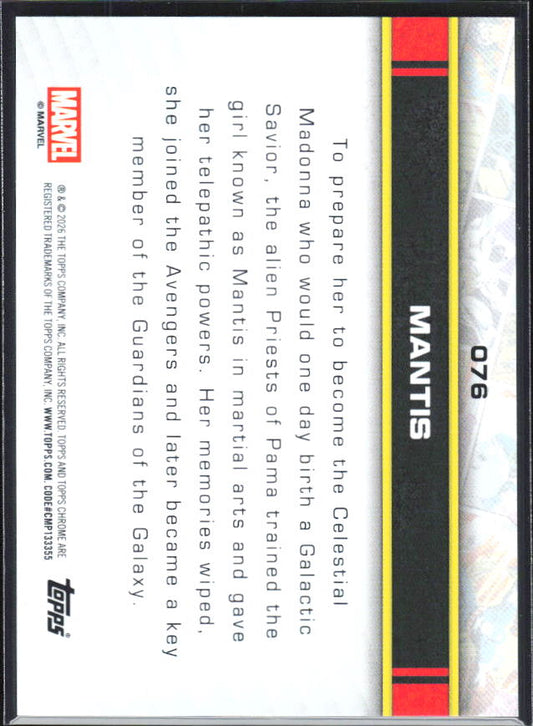 2026 Topps Chrome Marvel Comics #76 Mantis - baksida