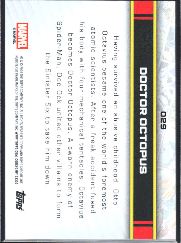 2026 Topps Chrome Marvel Comics #29 Doctor Octopus - baksida