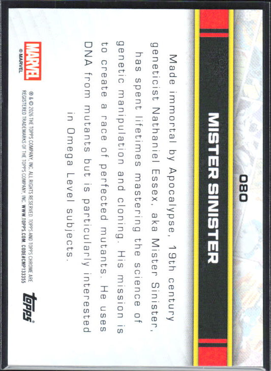 2026 Topps Chrome Marvel Comics #80 Mister Sinister - baksida