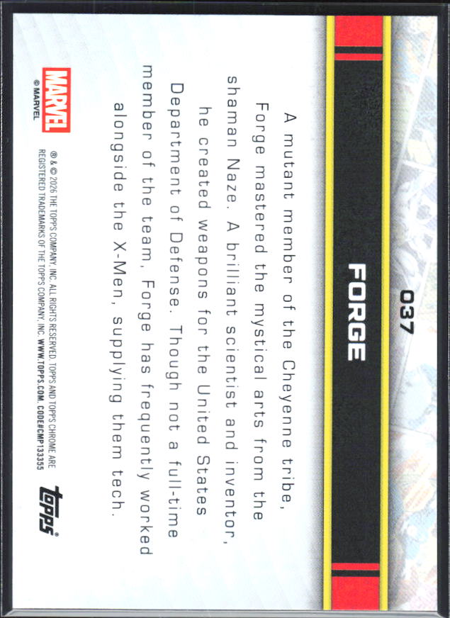 2026 Topps Chrome Marvel Comics #37 Forge - baksida